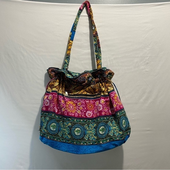 Temptation Italy Multi Color
Floral Boho Chic Canvas zipper cinched Tote  Bag - Picture 2 of 13